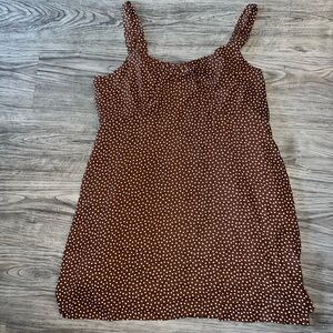 Brown Polka Dot Sleeveless Dress